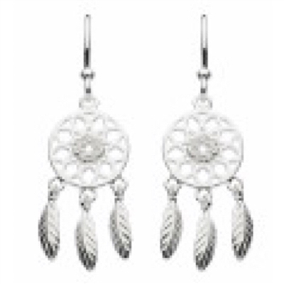 Sterling Silver Cubic Zirconia â€œDreamcatcherâ€ Drop Earrings