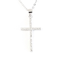 Sterling Silver Necklace- Pave' Cubic Zirconia Cross