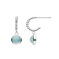 Sterling Silver Post Earrings-  Blue Chalcedony