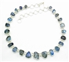 Sterling Silver Necklace- Rough Cut Rainbow Moonstone