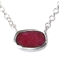 Sterling Silver Necklace- Rough Cut Ruby