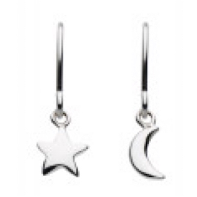 Sterling Silver â€œMoon & Starâ€ Dangle Earrings