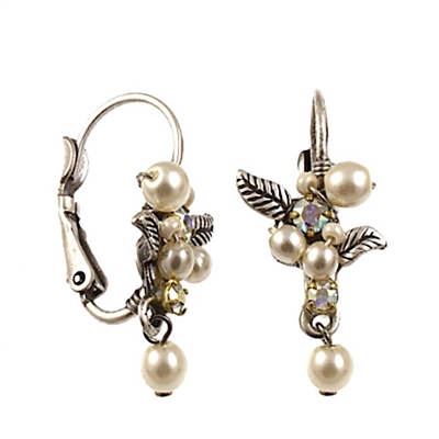 Firefly Earrings-White Glass Pearl Flora