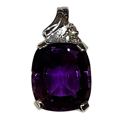 Sterling Silver Pendant- Amethyst & Cubic Zirconia