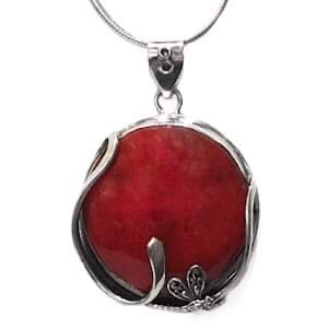 Sterling Silver Pendant- Red Coral