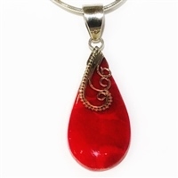 Sterling Silver Pendant- Red Coral