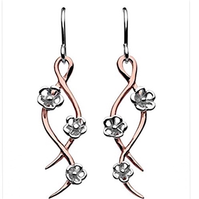 Mixed Metal "Blossom Twist" Drop Earrings