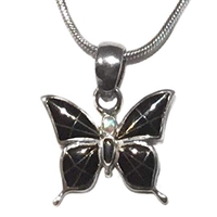 Sterling Silver Butterfly Pendant- Black Onyx