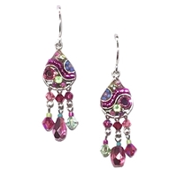 Firefly Earrings-Teardrop Mosaic with Dangles-Rose