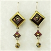 Firefly Earrings- La Dolce Vita Crystal Diagonal Earrings with Dangle-Smoky Topaz