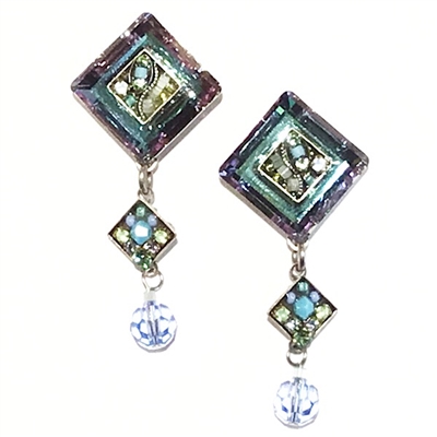 Firefly Earrings- La Dolce Vita Diagonal with Dangle-Light Blue