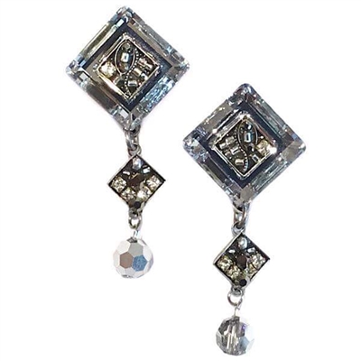 Firefly Post Earrings- La Dolce Vita Diagonal with Dangle-Silver