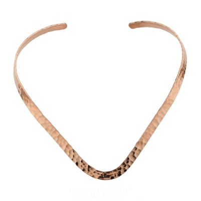 Copper Hammered V-Shaped Collar