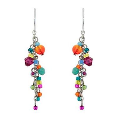 Firefly Earrings-Delicate Crystal Cascade-Multicolor