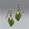 Adajio Earrings - 3 Part Green & Brass Leaves
