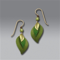 Adajio Earrings - 3 Part Green & Brass Leaves