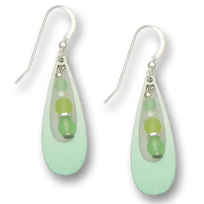 Adajio Earrings - Min Green Open Teardrop with Beads