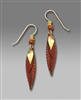 Adajio Earrings -  3 Part Slender Gold, Brown & Bronze Leaves