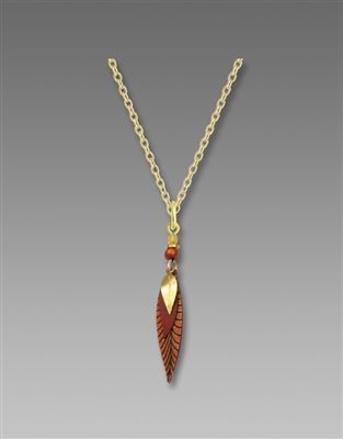 Adajio Necklace - 3 Part Slender Gold, Brown & Bronze Leaves