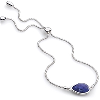 Sterling Silver Toggle Bracelet "Coast Pebbleâ€- Lapis