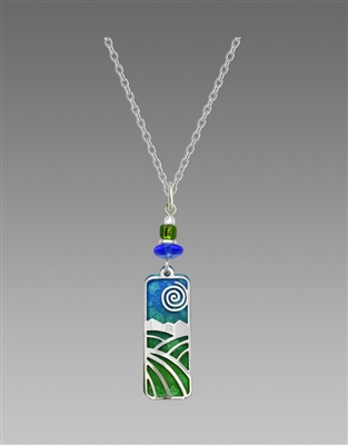 Adajio Necklace -Lush Green & Blue Column 'Landscape' Overlay