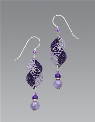 Adajio Earrings - Violet & Purple Double Helix with Bead Drop