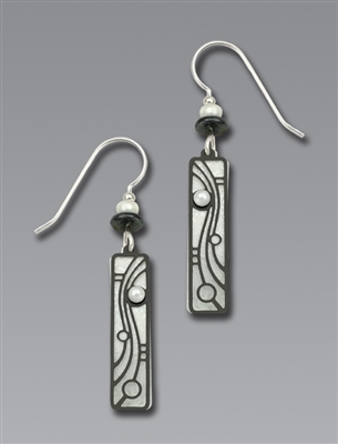 Adajio Earrings - Pearl White Column with Shiny Hematite Tone Art Deco Overlay & Beads