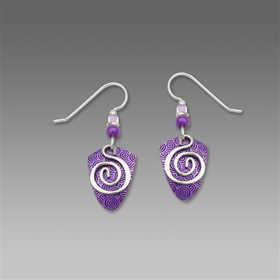 Adajio Earrings - Violet Shield with Silver Tone Squiggle