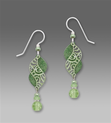 Adajio Earrings - Sea Green Double Helix with Bead Drop