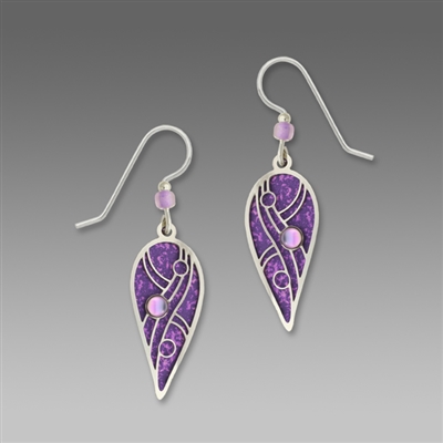 Adajio Earrings - Iris Purple Inverted Teardrop with Abstract Overlay