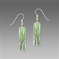 Adajio Earrings - Pistachio Green Column With Silver 'Reeds' Overlay