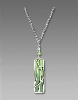 Adajio Necklace - Pistachio Green Column With Silver 'Reeds' Overlay