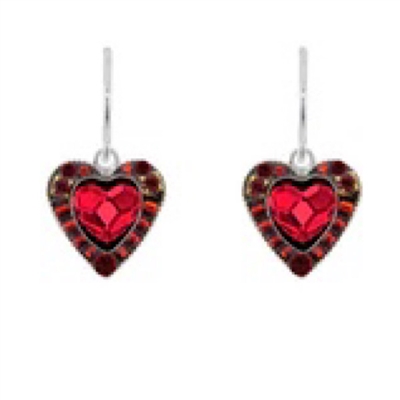 Firefly Earrings- Small Red Crystal Heart