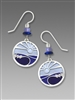 Adajio Earrings - Periwinkle Blue Oval Disc with 'Foaming Waves' Overlay