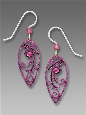 Adajio Earrings - Radiant Orchid Teardrop Filigree with Tendrils & Light Amethyst Glass Bead