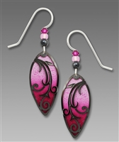 Adajio Earrings - Fuchsia Teardrop with Hematite Swirl Overlay