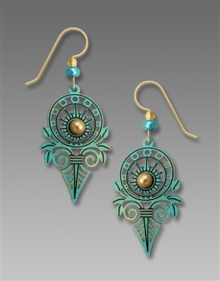 Adajio Earrings - Antiqued Blue-Green Sunburst