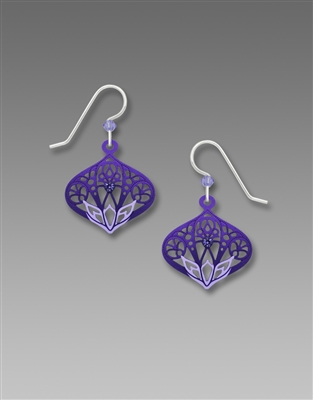 Adajio Earrings - Tanzanite & Purple Moroccan-Style Filigree Drop with Aqua Lotus Design & Beads