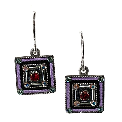 Firefly Earrings-Petite Architectural Square-Lavender