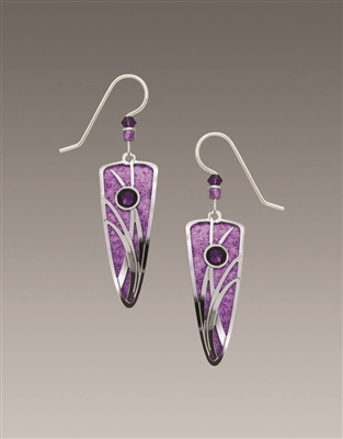 Adajio Earrings - Light Violet Trowel with Shiny Silver Reeds & Grasses Overlay