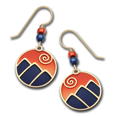 Adajio Earrings- Mountain Scene in Blue & Orange