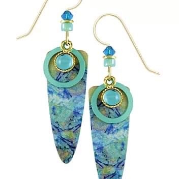 Adajio Earrings-Trowel Shape with Abstract Blue Yellow & Aqua