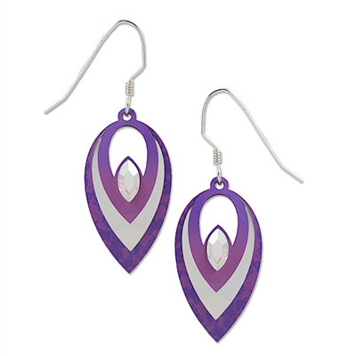 Adajio Earrings- 3 Stacked Open Teardrop in Silver & Purples