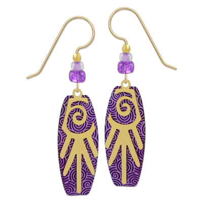 Adajio Earrings- Purple Swirls with Gold Overlay