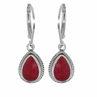 Sterling Silver Leverback Earrings: Red Coral