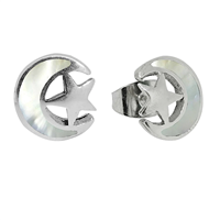 Sterling Silver Moon & Stars Post Earrings- Mother of Pearl