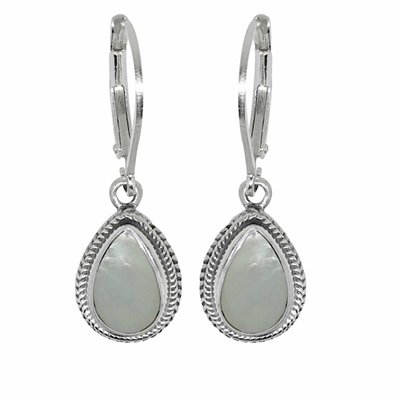 Sterling Silver Leverback Earrings: Mother of Pearl