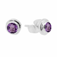 Sterling Silver Post Earring- Amethyst