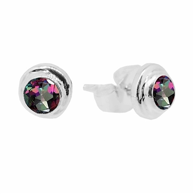 Sterling Silver Post Earring- Mystic Topaz