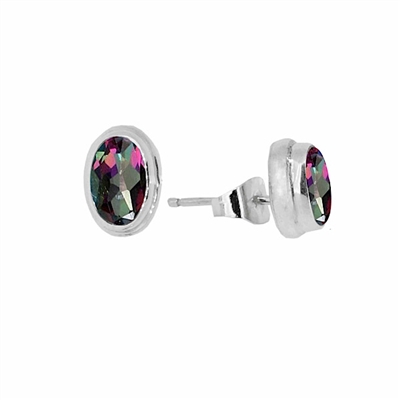 Sterling Silver Post Earring- Mystic Topaz